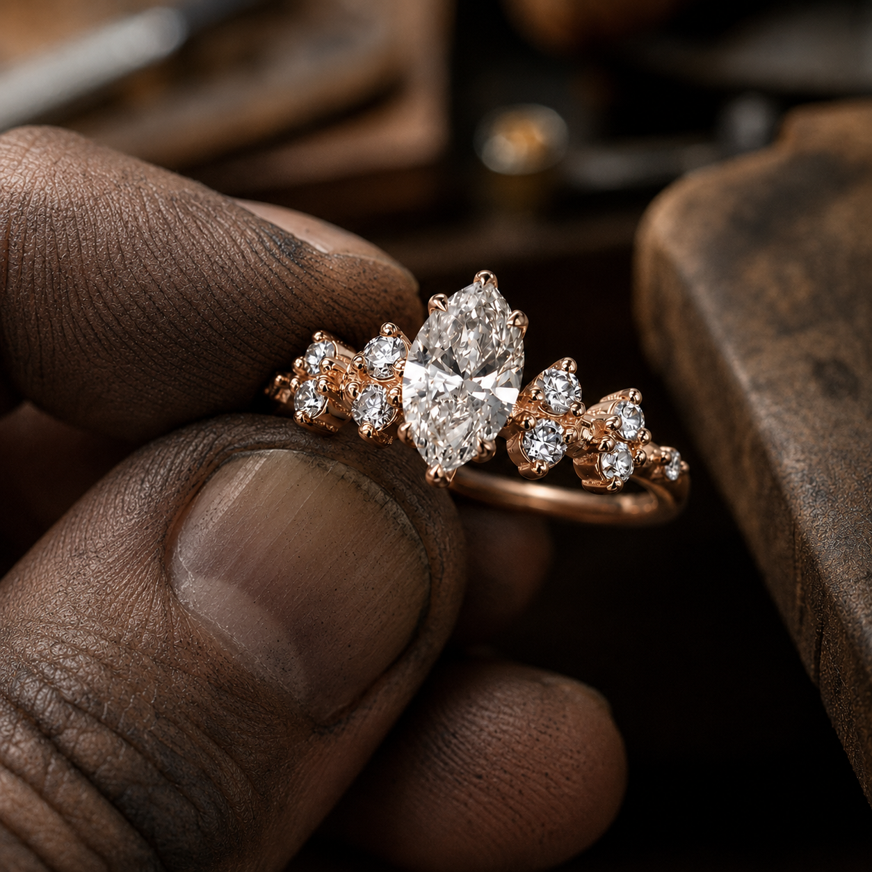 Derin Diamond atölyesinde pırlanta yüzük işçiliği